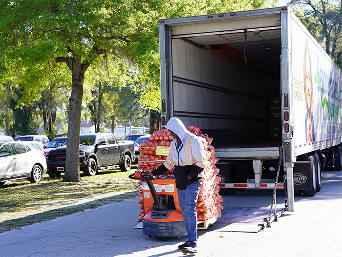 Unloading truck at mobile drop