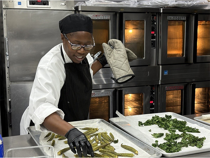 Culinary Student preparing food